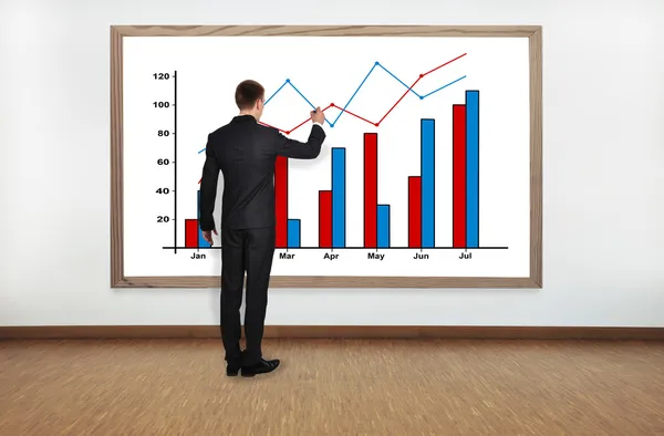 Üzletember rajz grafikon — Stock Fotó