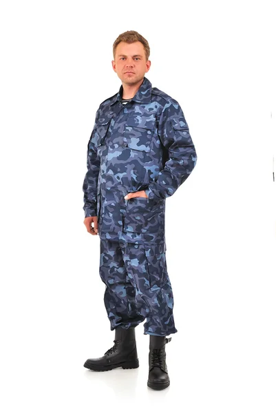 Man in blue camouflage — Stock Photo, Image