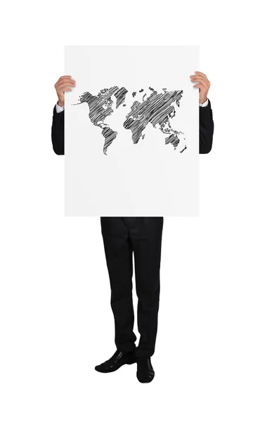Plakkaat met kaart van de wereld — Stockfoto