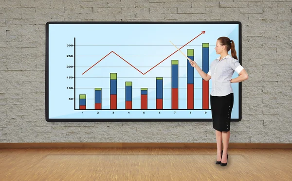 Woman pointing at chart — Stock Photo, Image