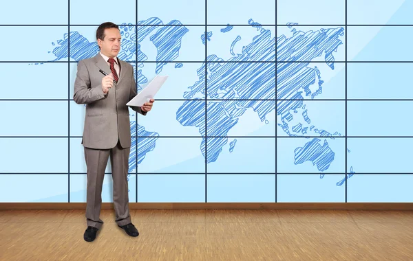 World map on plasma wall — Stock Photo, Image