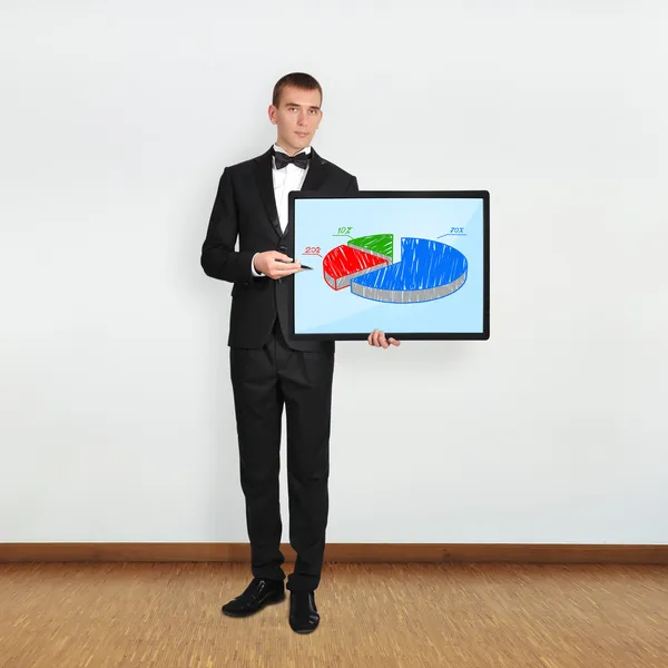 Mensch und Plasma mit Graph — Stockfoto