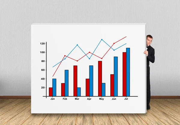 Hombre de negocios y gráfico circular — Foto de Stock