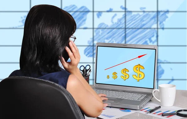 Businesswoman and dollar chart — Stock Photo, Image