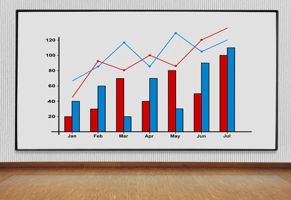 Schreibtisch mit Grafik — Stockfoto