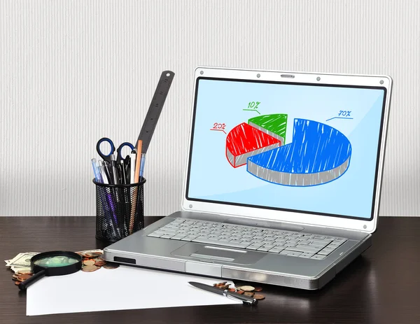 Laptop with graphic — Stock Photo, Image