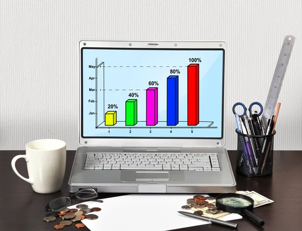 Gráfico no laptop tela — Fotografia de Stock