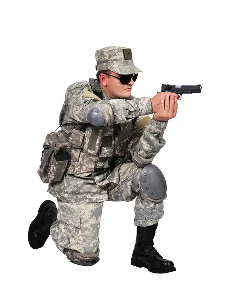 Soldier with gun — Stock Photo, Image