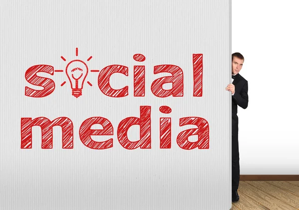 Betonnen wand met sociale media — Stockfoto