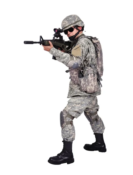 Soldier with assault rifle — Stock Photo, Image