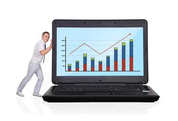 Laptop with business chart — Stock Photo, Image