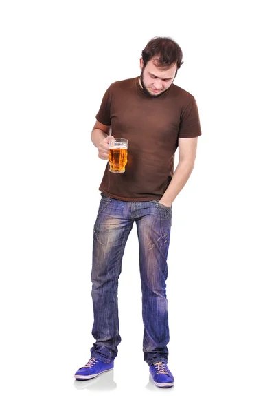 Muž s pivem — Stock fotografie