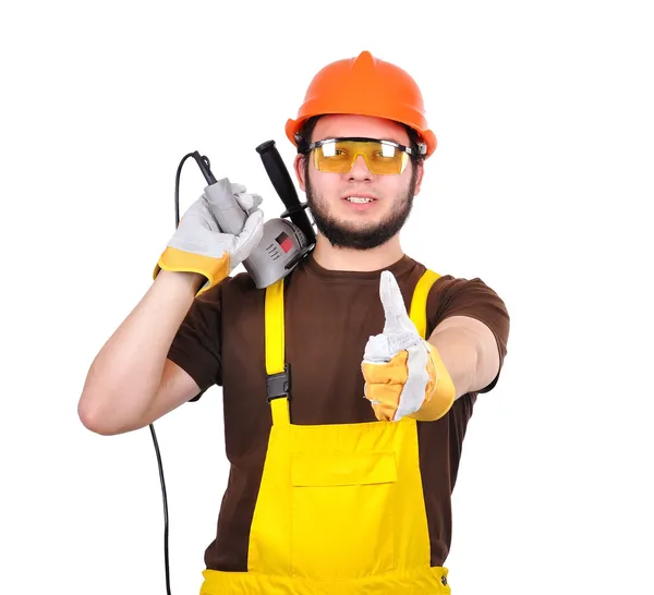 Builder showing thumb up — Stock Photo, Image