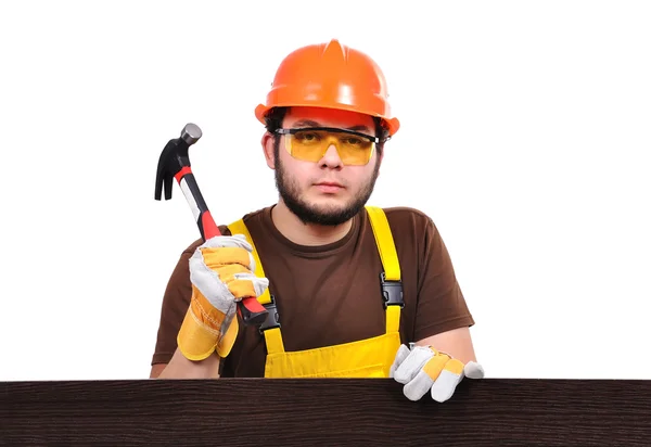 Builder with hammer — Stock Photo, Image