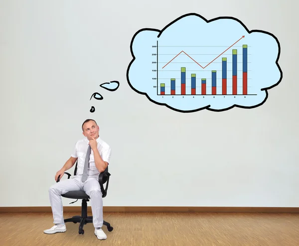 Man thinking about chart — Stock Photo, Image