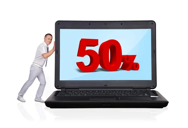 Laptop with discount — Stock Photo, Image