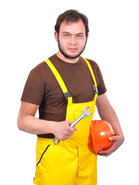 Builder with wrench — Stock Photo, Image