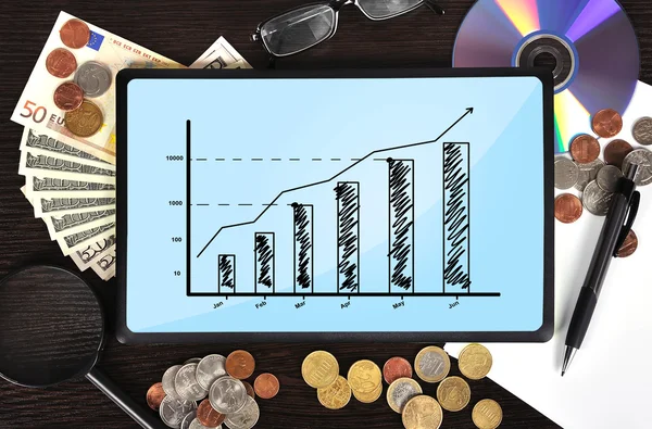 Tablet with graph — Stock Photo, Image