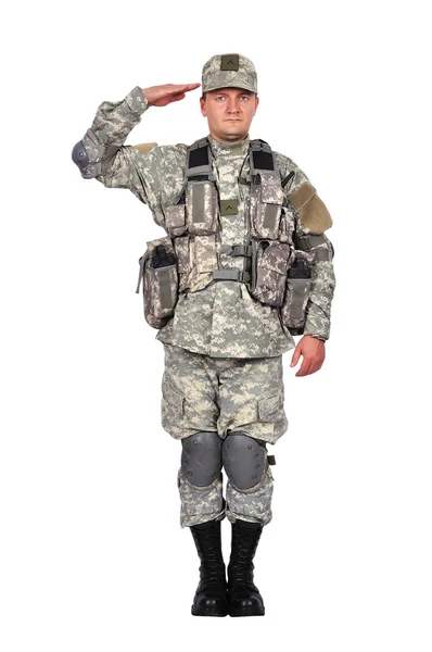 U.S. soldier salutes — Stock Photo, Image