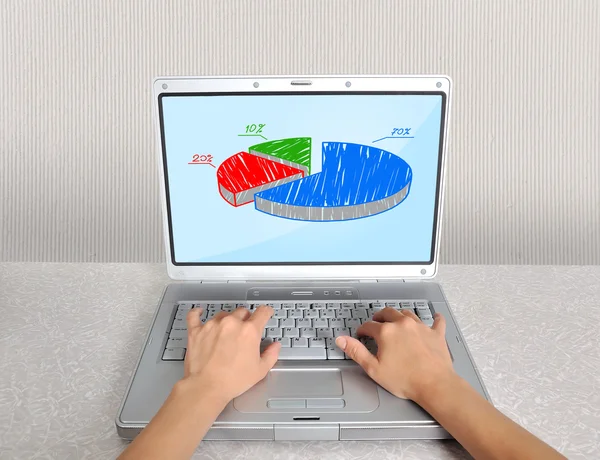 Laptop-val diagram — Stock Fotó