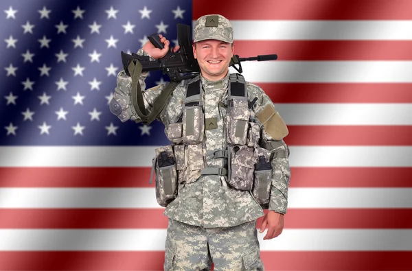 Boldog amerikai katona — Stock Fotó