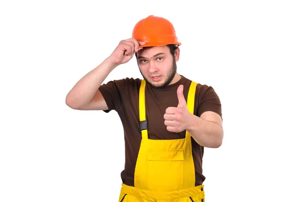 Builder showing thumb up — Stock Photo, Image