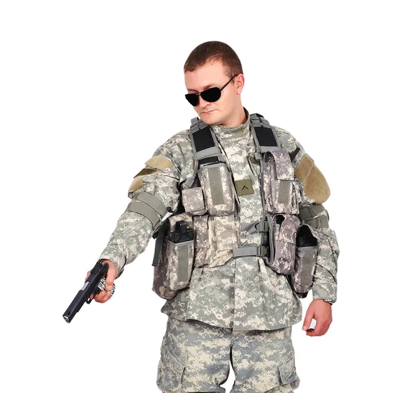 Voják se zbraní — Stock fotografie