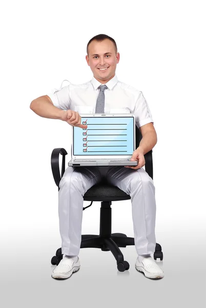 Laptop with check box — Stock Photo, Image