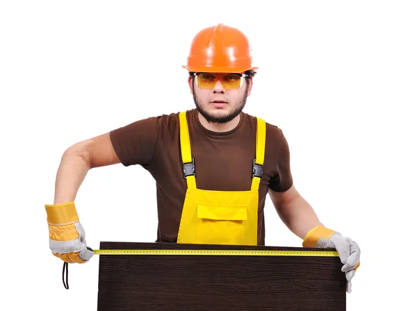 Builder with tape measure — Stock Photo, Image