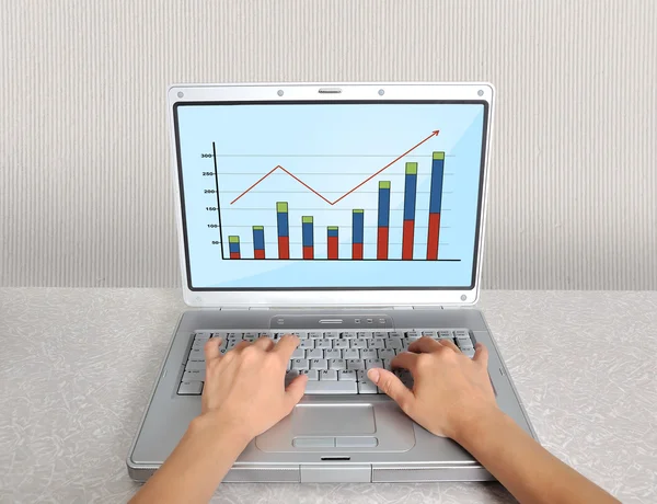 Laptop with chart — Stock Photo, Image