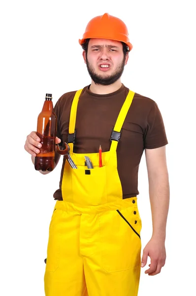 Builder with drink — Stock Photo, Image
