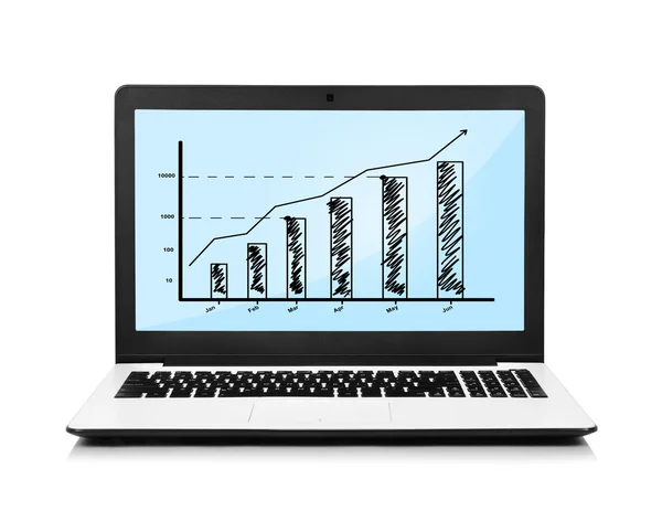 Laptop com gráfico — Fotografia de Stock