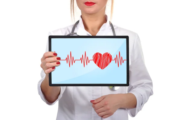 Heartbeat on touch pad — Stock Photo, Image