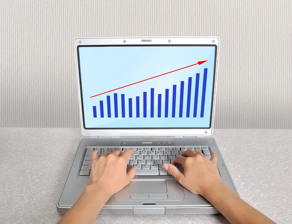 Laptop with chart — Stock Photo, Image