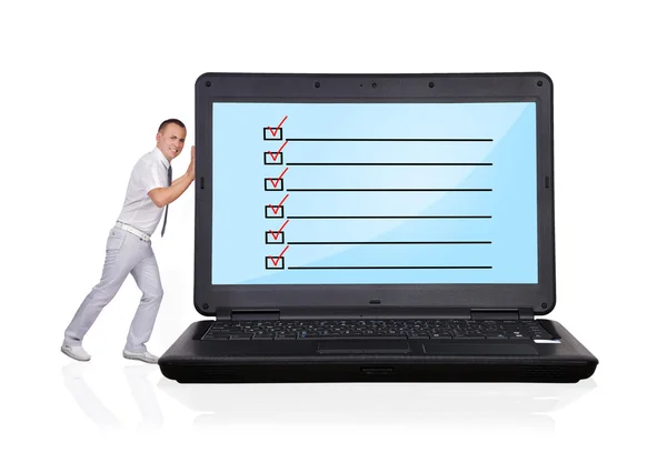 Laptop with checklist — Stock Photo, Image