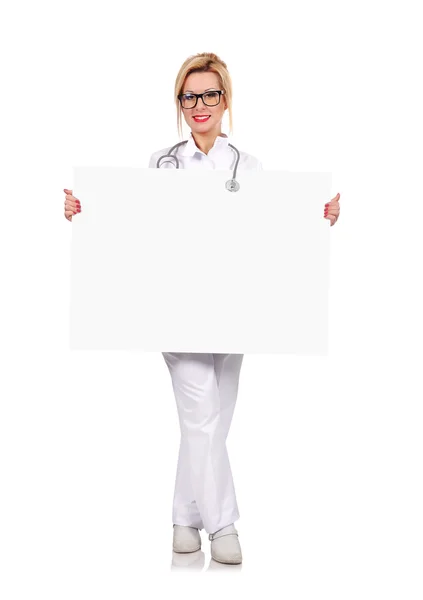 Medico con poster — Foto Stock