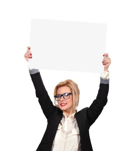 Geschäftsfrau mit Plakat — Stockfoto