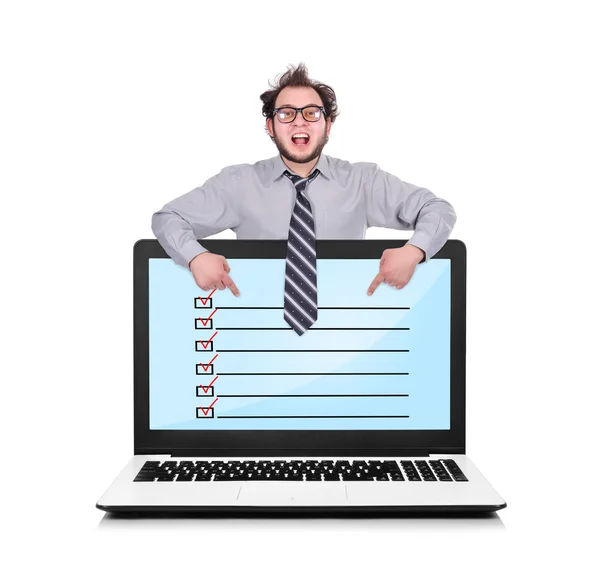 Laptop with check box — Stock Photo, Image