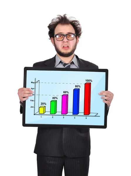 Sad businessman and chart — Stock Photo, Image