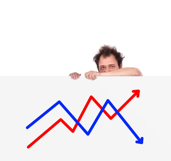 Ongelukkig mannen en grafiek — Stockfoto