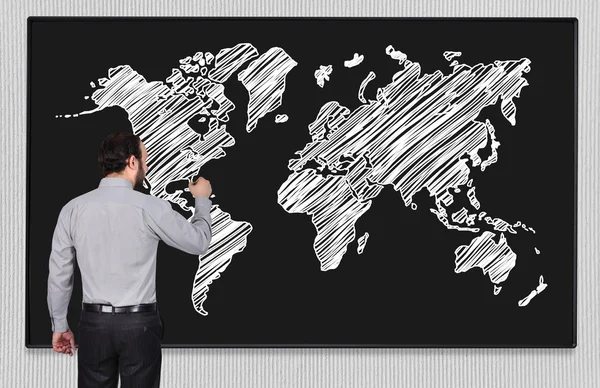 Man drawing map — Stock Photo, Image