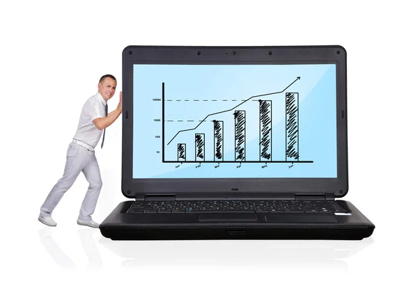 Laptop com gráfico de negócios — Fotografia de Stock