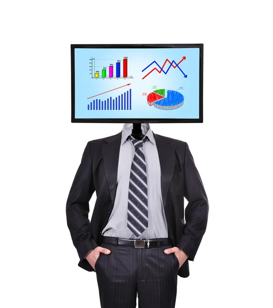 Monitor met grafiek voor een hoofd — Stockfoto