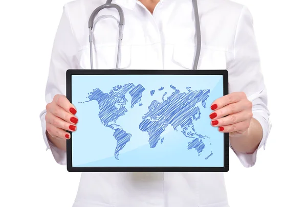Touch pad with map — Stock Photo, Image