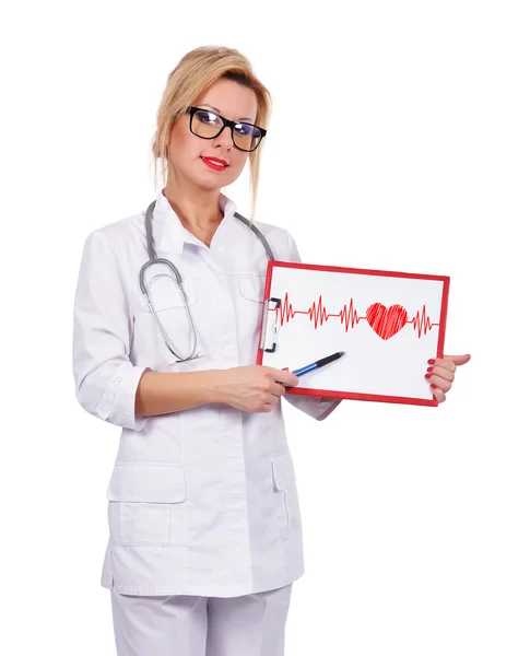 Clipboard with cardiogram — Stock Photo, Image