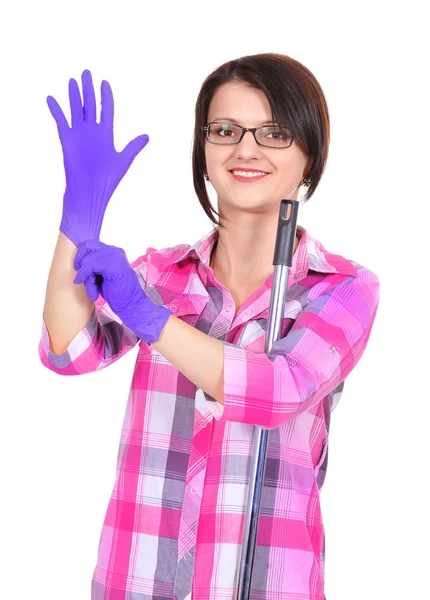 Woman wears a glove — Stock Photo, Image