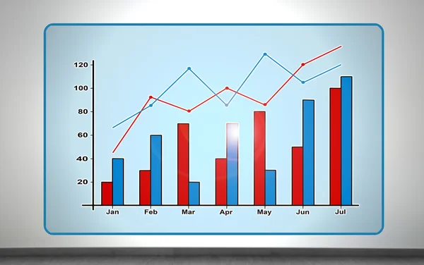 Chart on virtual screen — Stock Photo, Image