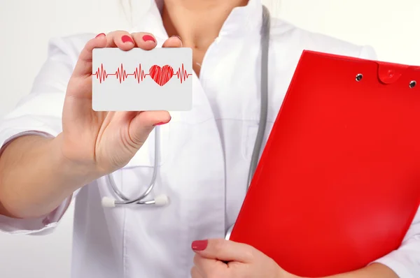 Business card with heartbeat — Stock Photo, Image