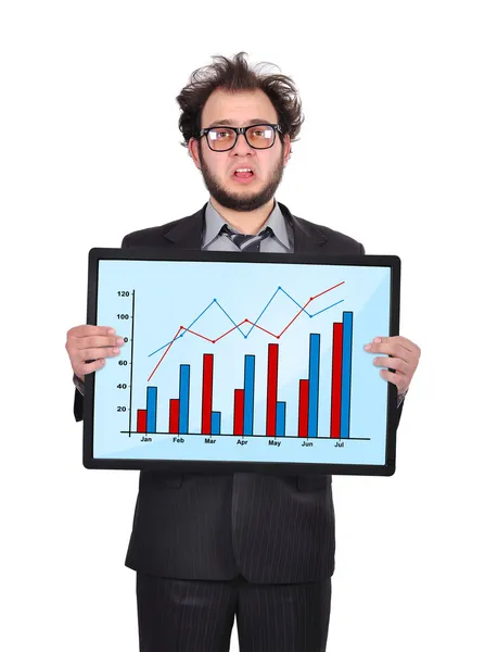 Sad businessman and chart — Stock Photo, Image