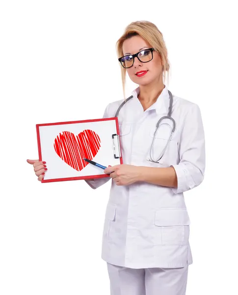 Médica feminina segurando prancheta — Fotografia de Stock